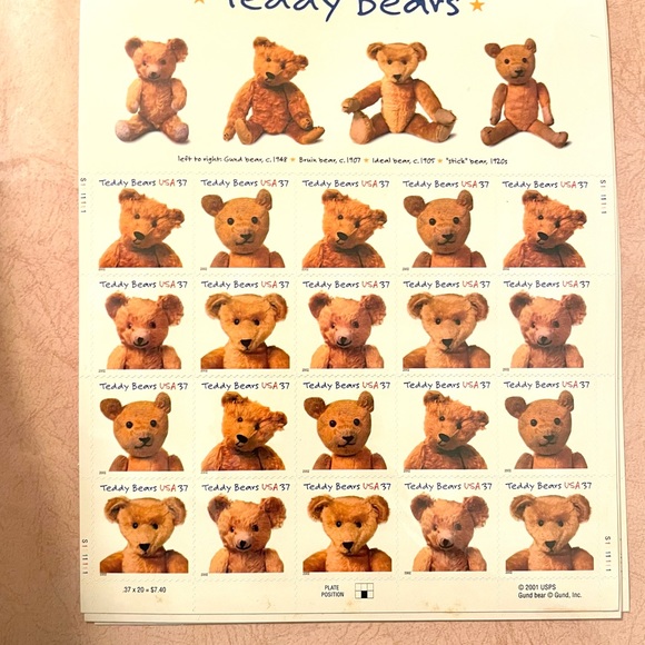 Sheet of Gund Bear USPS Postage Stamps - Picture 4 of 9